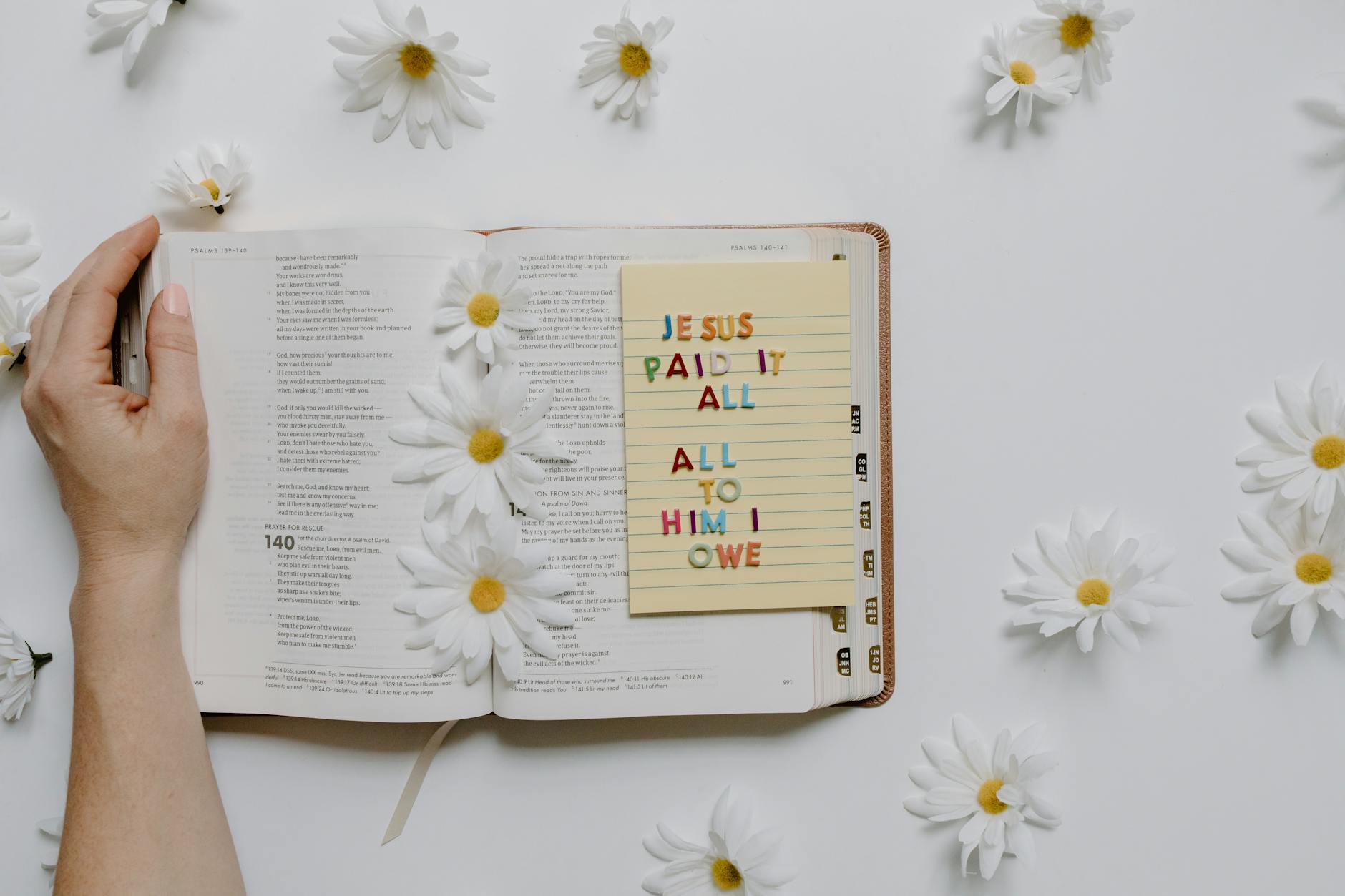 white and blue floral book page